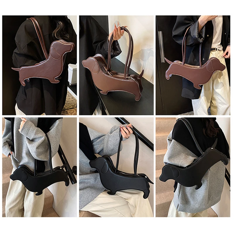 Забавная сумка с изображением собаки и колбасы женские сумки однотонная на плечо