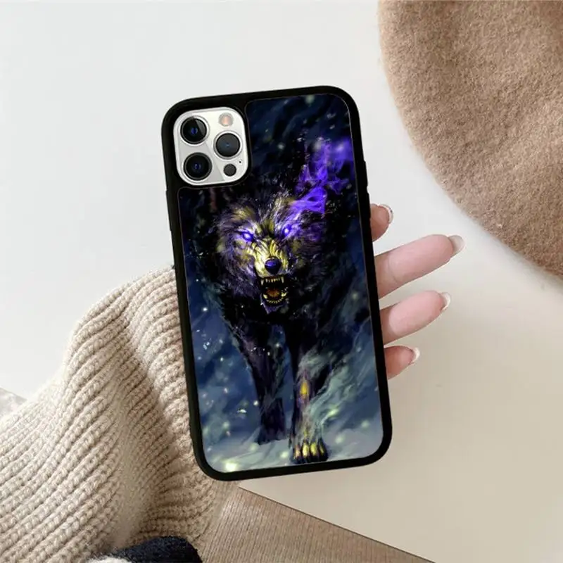 Animal wolf Phone Case Silicone PC+TPU Case for iPhone 11 12 13 Pro Max 8 7 6 Plus X SE XR Hard Fundas