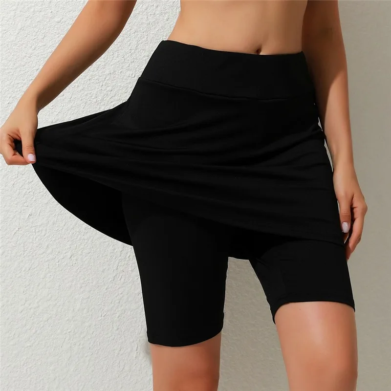 

Leggings Fitness Knee Length Pants Casual Middle Waist Leggings Tennis Pants Sports Fitness Five Points Skirt Pants Leggins