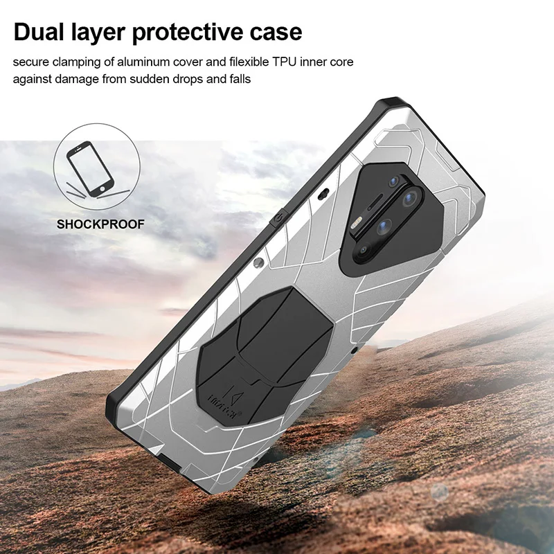 Фото Роскошные чехлы для телефонов Imatch для Oneplus 11 10 9 8 7T Pro 9r Heavy Duty Doom Armor, металлический алюминиевый противоударный защитный чехол №3