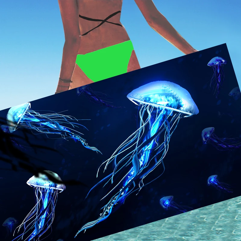 

Sea Underwater Blue Jellyfish Beach Towel Ocean Bath Towel Bathroom Swim Travel Shower Towel Super Quick Dry Multipurpose Towels