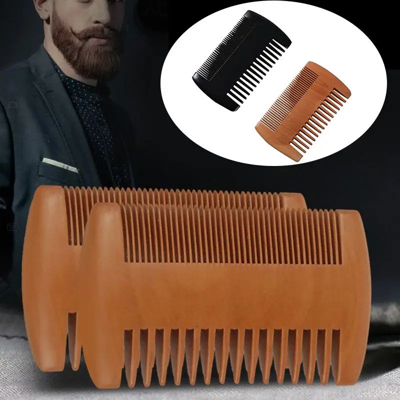 Double-sided Beard Comb Wood Hair Brush Hair Comb Men's Beard Care Anti-static Wood Comb Brush Hair Care Tool