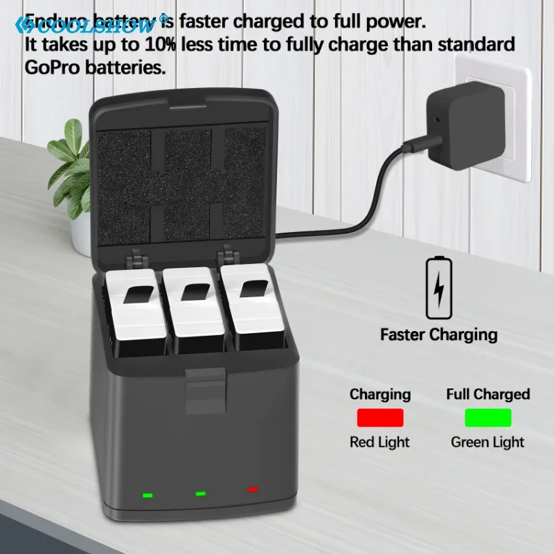 Зарядное устройство COOLSHOW для Gopro Hero 12 1800 мАч