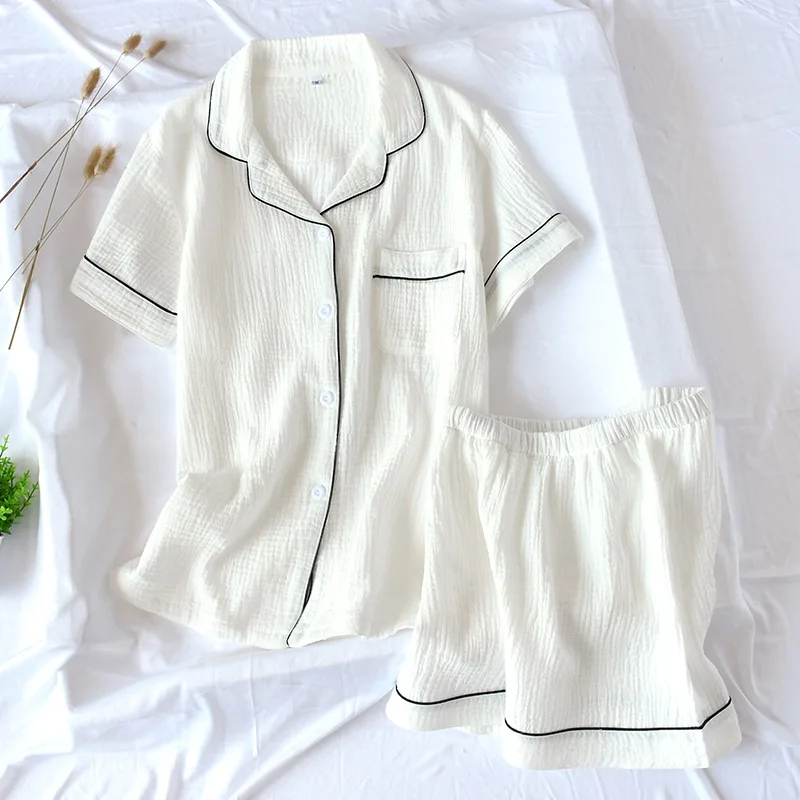 Women's Summer Cotton Plain Multi Colors Short-Sleeved Shorts Pajamas Home Suit White Pink Yellow Green Colors Pijamas Women