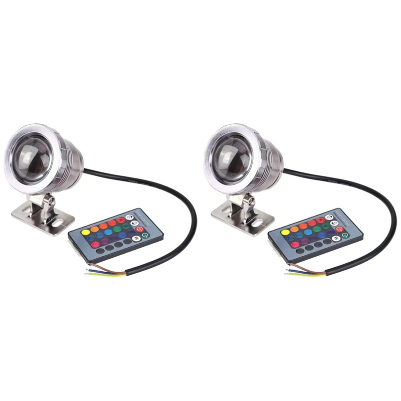 

HOT-2X 10W RGB Светодиодный фонарь фонтан бассейн пруд прожсветильник Und Erwater водонепроницаемый + пульт дистанционного управления, черный