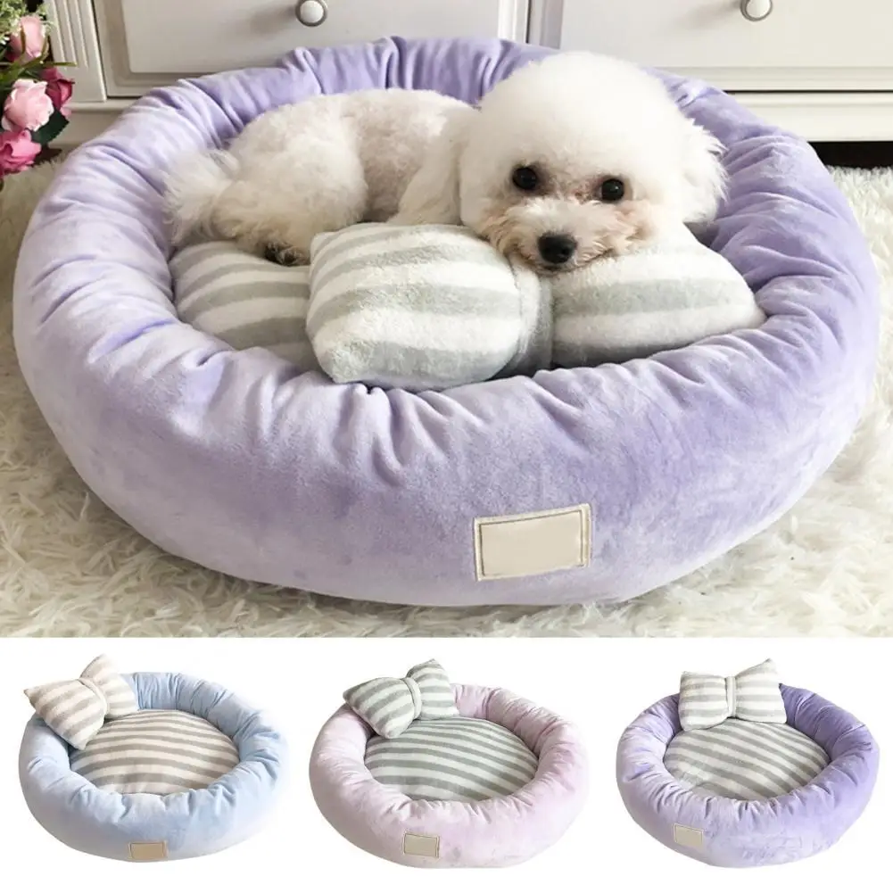 

Delicate Texture Practical Dog Nest Pet Round Pillow Bed Supplies for Autumn