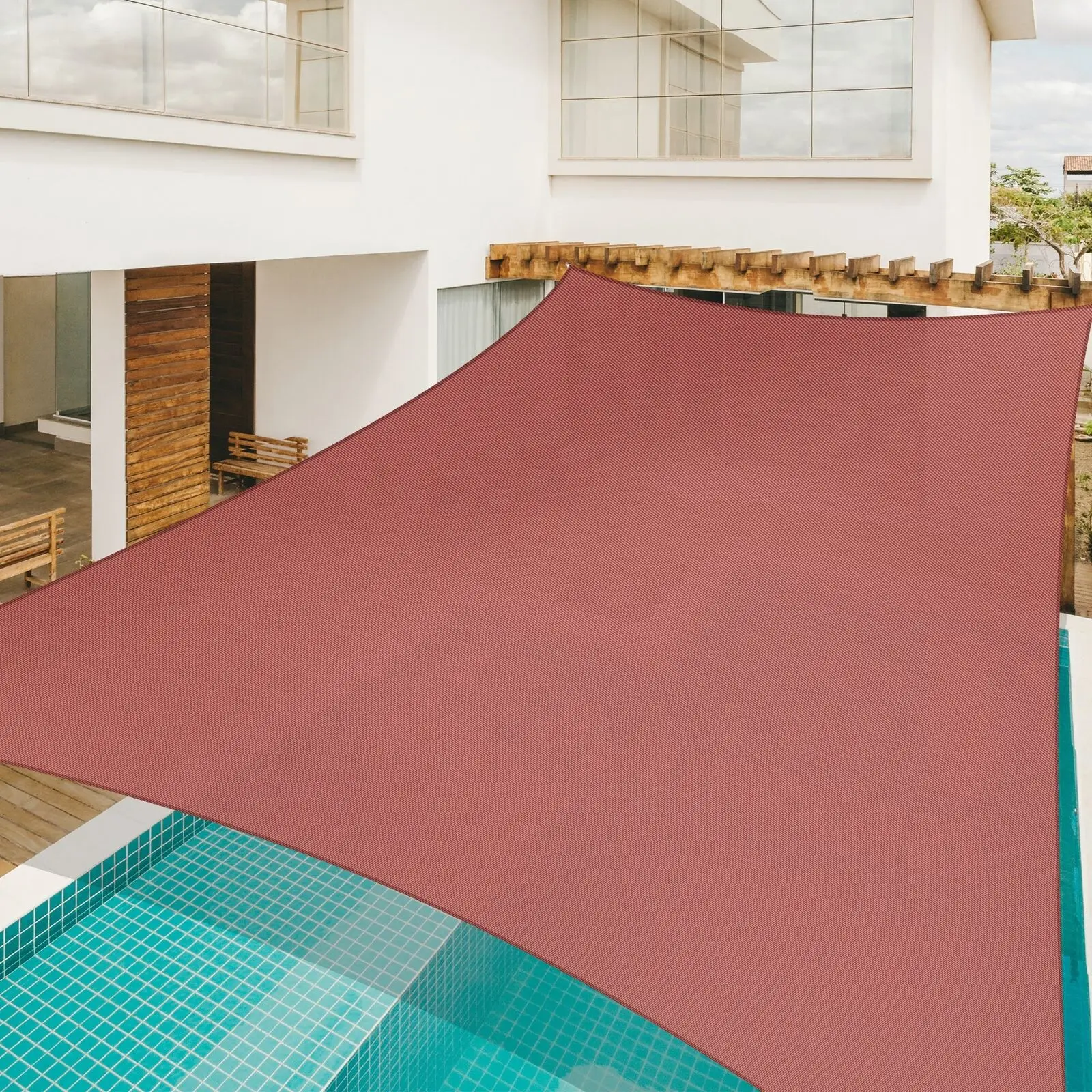 

13'x19' Decorative & Effective Rectangle Sun Shade Sail UV Protection Wine Red