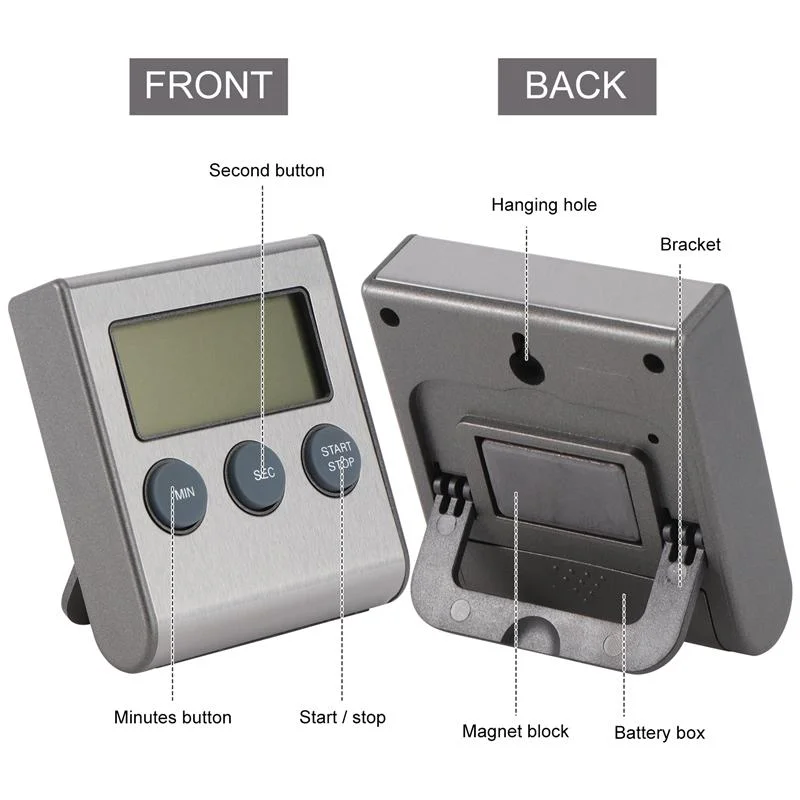 Кухонный цифровой таймер минуты и секунды ЖК-цифровой экран будильник часы для