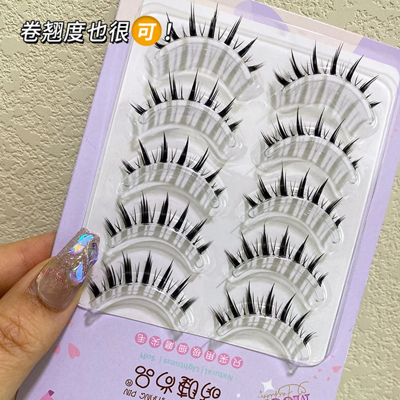 New Hand Thick False Eyelashes Tapered Cross Messy Soft Natural Fake Eyelashes Daily Dating Makeup Tools Eyelashes