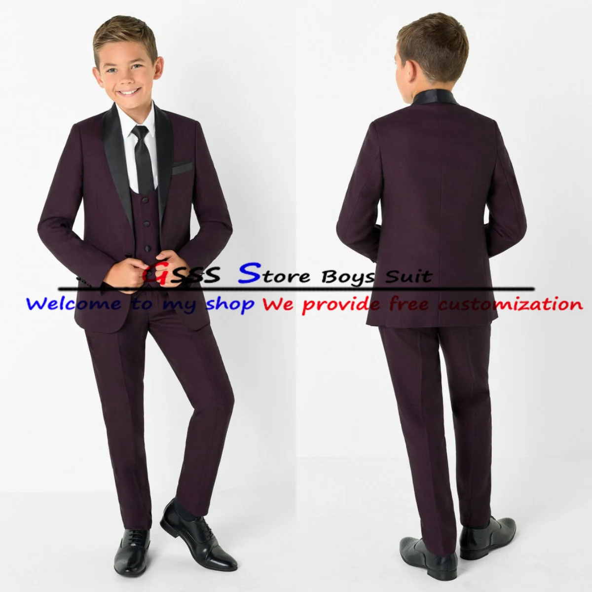 Boys Suit 3 Piece Formal Blazer Pants Vest Vest Wedding Tuxedo Party Jacket Set Kids Shawl Collar Full Outfit enlarge