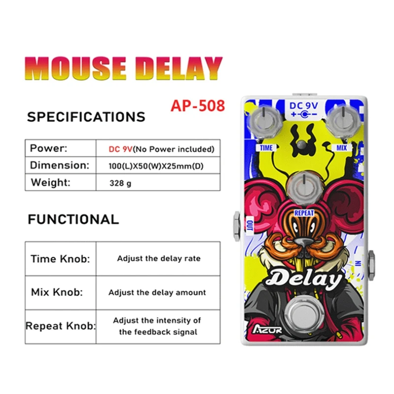 Гитарный эффект AZOR металлическая брикета 12 знаков зодиака мышь задержка