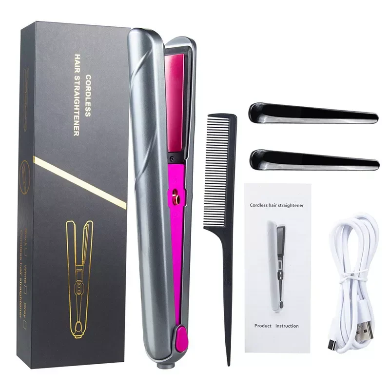 

Wireless Hair Straightener LCD Display Flat Iron Hair Straightening Iron Portable Travel Home Hair Styling Tool