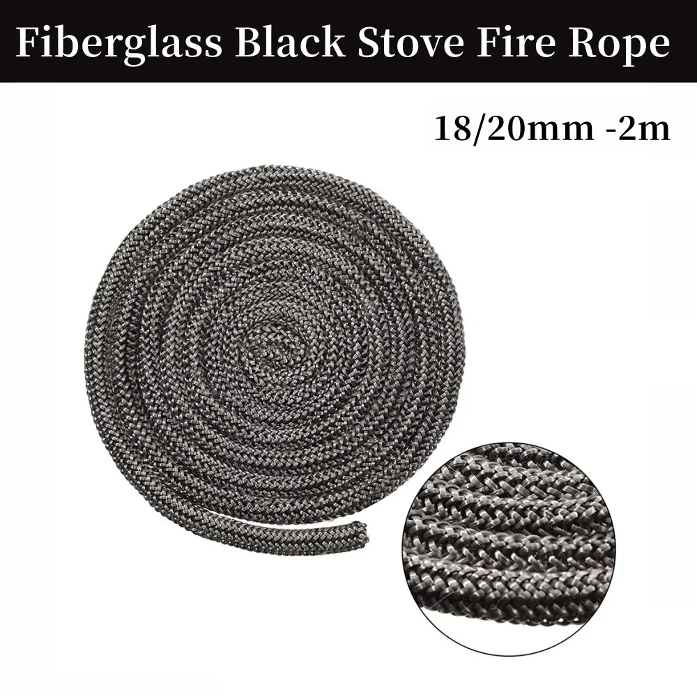 

18/20mm 78inch/2meters Length Fiberglass Black Stove Fire Rope Wood Burning Stove Log Burner Door Seal For Industrial Oven