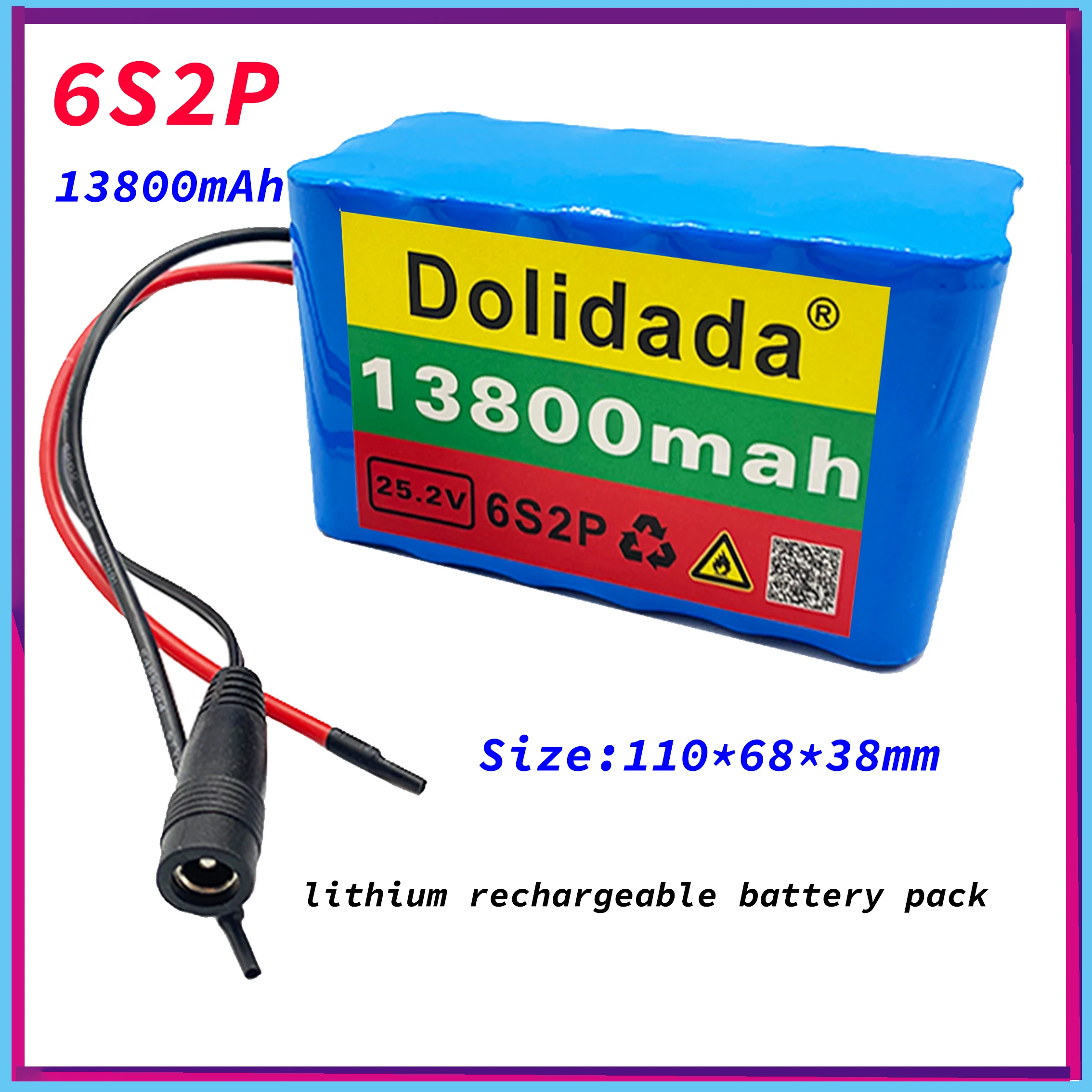 

24V 13800mAh 6s2p 18650 Battery Lithium Rechargeable Battery Pack 25.2v 13800mAh for Electric Bicycle Moped Wheelchair with BMS