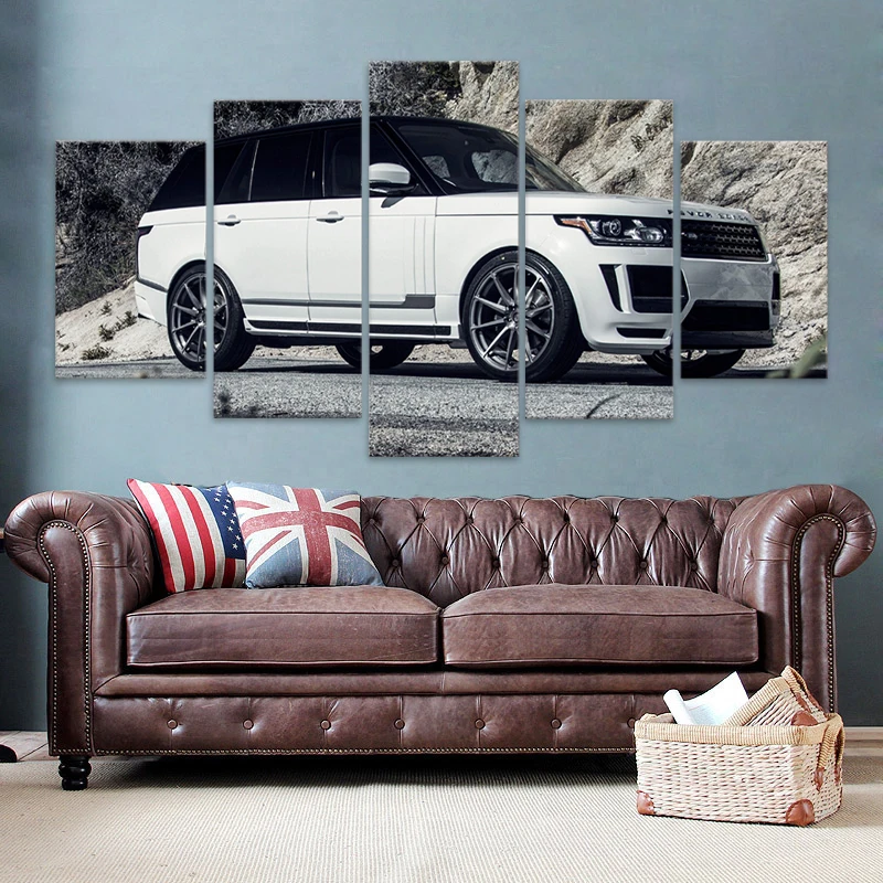 

Customizable European Mural Handsome Range Rover Vogue 5pcs Modern Home Decoration Frameless Waterproof Printing Canvas Poster