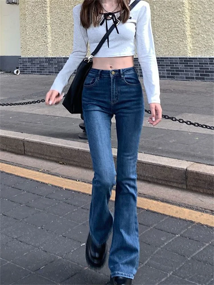 

2023 New High Waist Loose Comfortable Jeans for Women Wide Leg Pants Elastic Fashion Boyfriend Style Denim Jean Flared Trousers