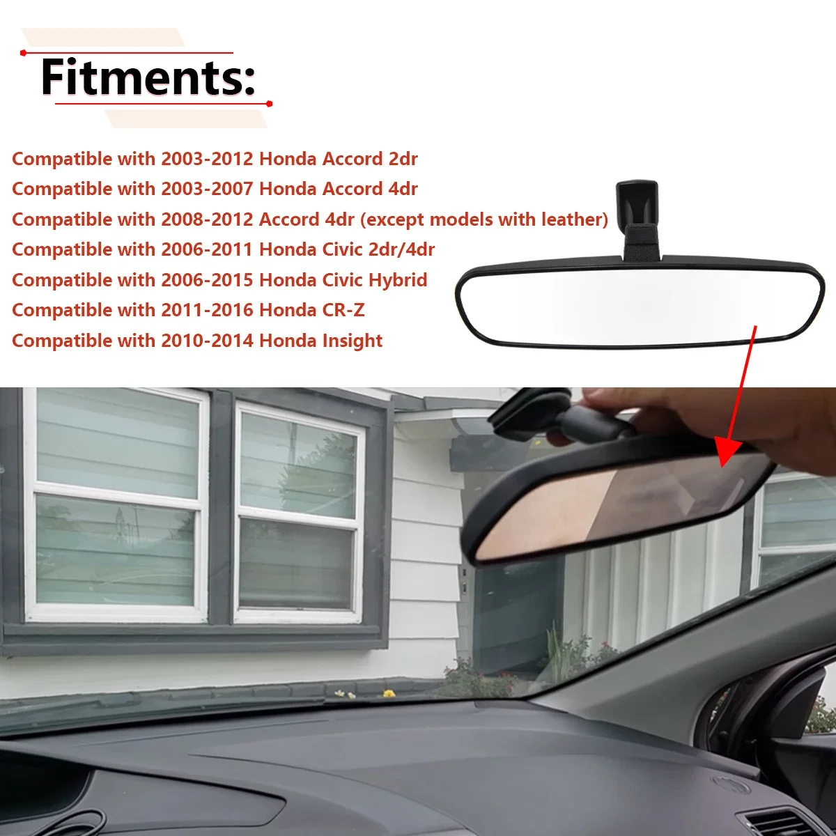 Зеркало заднего вида для салона автомобиля широкоугольное Honda Accord 4dr 2003-2007 Civic Hybrid