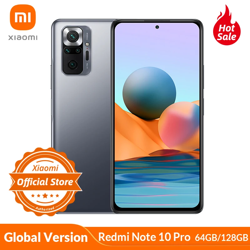 

New Official Global Version Xiaomi Redmi Note 10 Pro 64GB/128GB NFC Smartphone 120Hz AMOLED 108MP Snapdragon 732G 5020mAh 33W