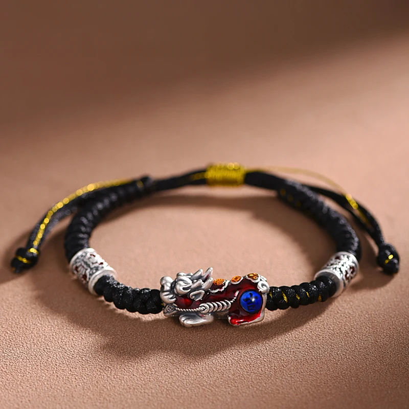 Браслет ZABRA из серебра 999 пробы с эмалью для мужчин и женщин