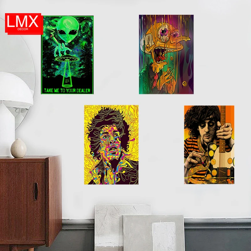 винтаж Каркас в стиле Триппи постер из крафт-бумаги без рамы и психоделический