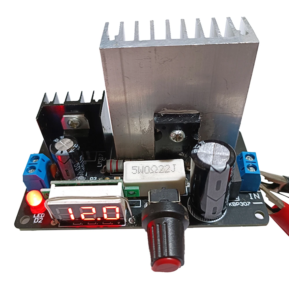 

LM317 Adjustable Voltage Regulator Board Digital Display Power Supply Module Double-Sided Circuit Heat Sink DC5-30V/ AC 3-21V