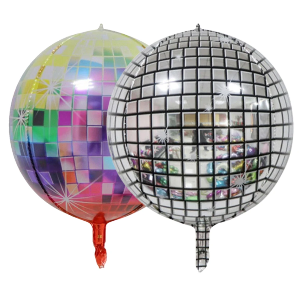 

5PCs Disco Ball Balloons 4d Round Foil Sphere 22inch Metallic Disco Balloons Hip Pop Theme Party Birthday Wedding Decoration