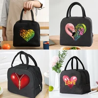 insulated lunch bag zipper cooler tote thermal bag lunch box canvas food picnic lunch bags for work handbag love pattern