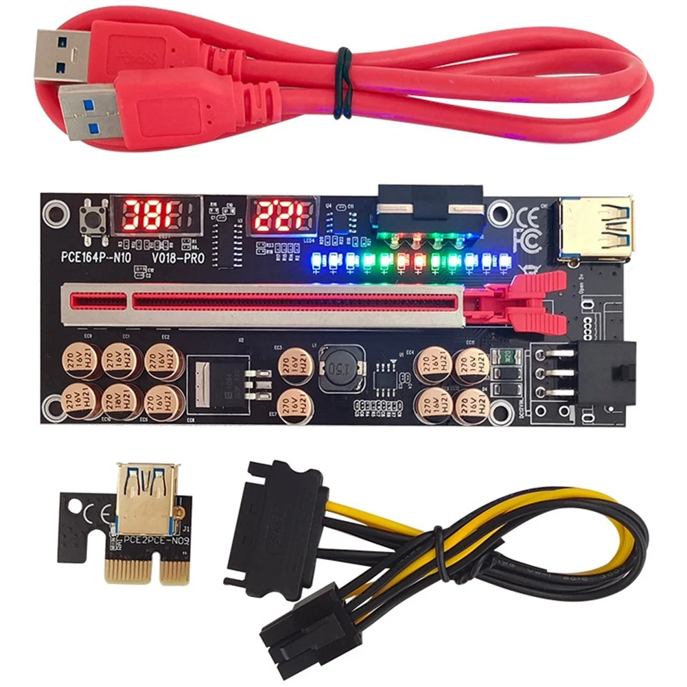 Плата расширения VER018 PRO PCI-E кабель USB 3 0 018 PLUS PCI Express 1X до 16X адаптер PCIe для майнинга