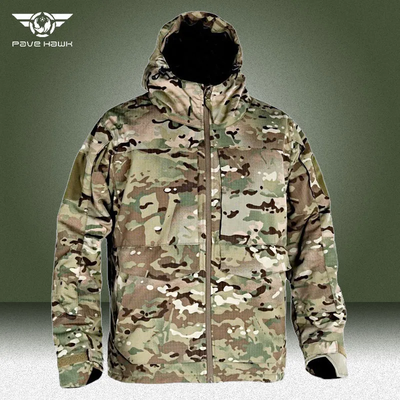 

Мужская тактическая куртка в стиле милитари, водонепроницаемая износостойкая камуфляжная куртка с капюшоном и несколькими карманами, Толстая теплая уличная куртка M65