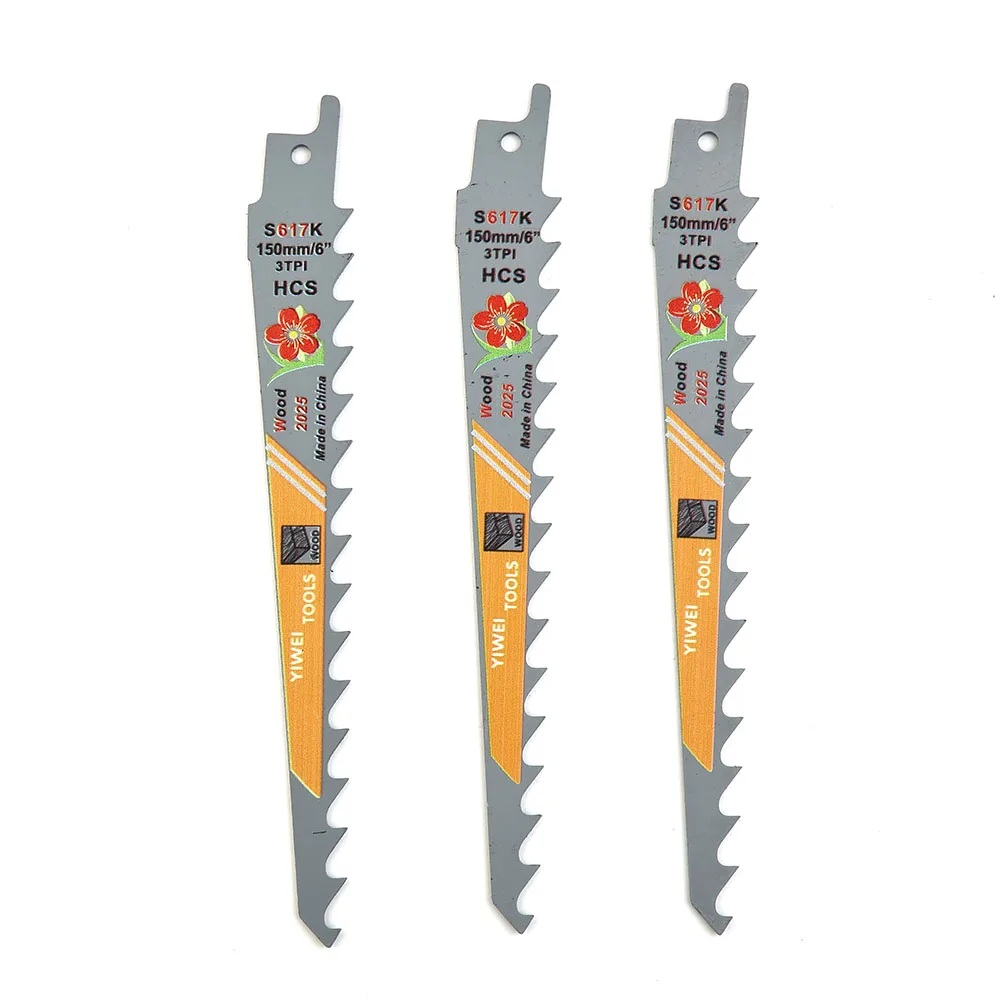 

3Pcs 150mm 6 Inches 3 TPI HCS Saw Blades For Cutting Wood For Coarse Wood Free Of Nails (20-100mm) And Pruning Green Wood