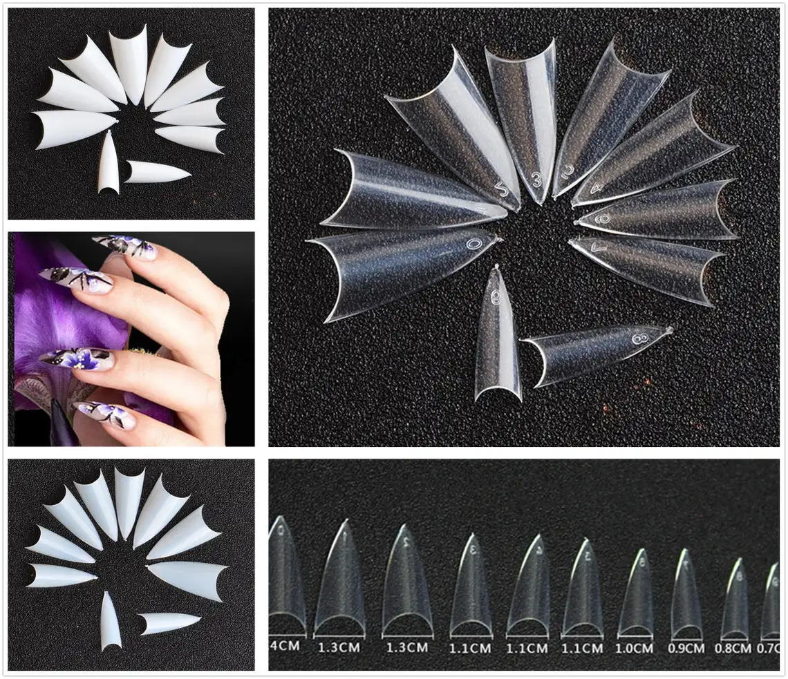 

500 pcs 10 size Fake Nails,Curve Clear Nails Tips,Press On Nails,False Nails,Glue On Nails,Nail Tips, Nail Tips(7003-25)