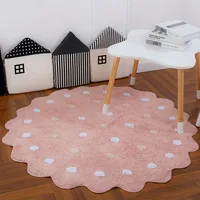 Plush Rugs Living Room Decorate Round Biscuit Polka Dot Carpet Soft Kids Room Rug Fashion Nordic Style Carpet