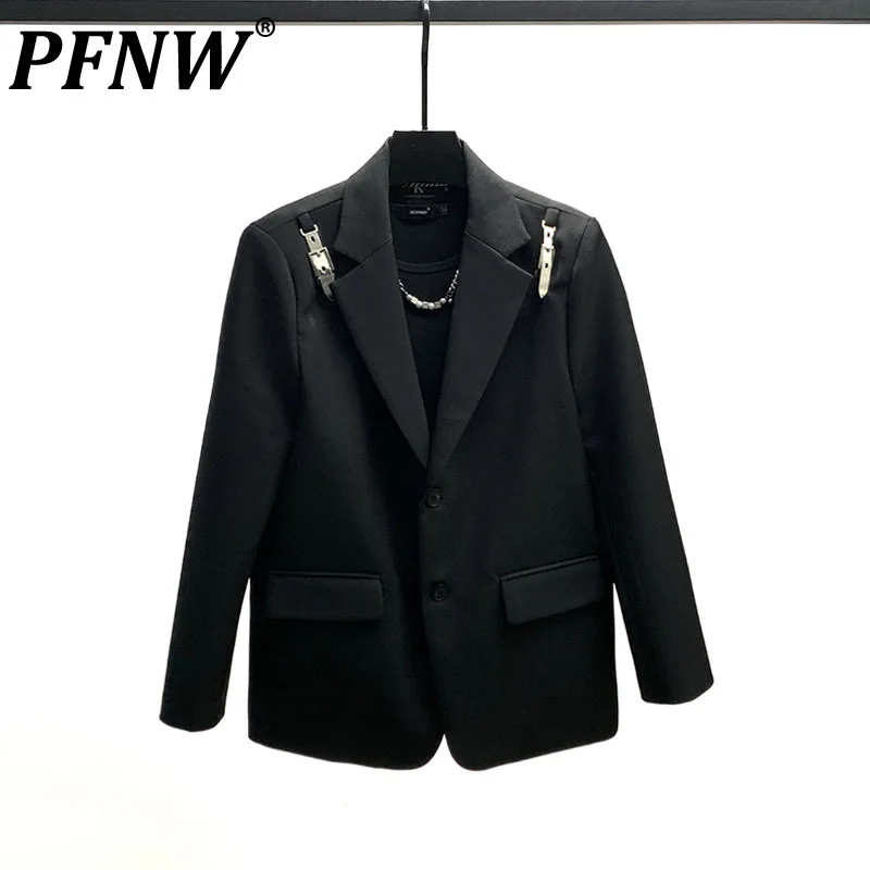 

PFNW Metal Buckle Design Suit Coats Autumn 2023 New Stylish Male Blazer Korean Fashion Men's Jackets Niche Trendy Tops 28W1164