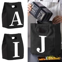 thermal bag insulated lunch bag for women kids portable eco cooler handbags lunch box ice pack picnic food tote white pattern