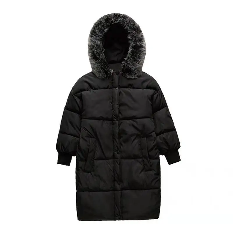 Women Parka Warm Down Cotton Coats Female Loose Winter Jacket Hooded Long SleeveThicken Oversize Women Winter Coat Padded Black