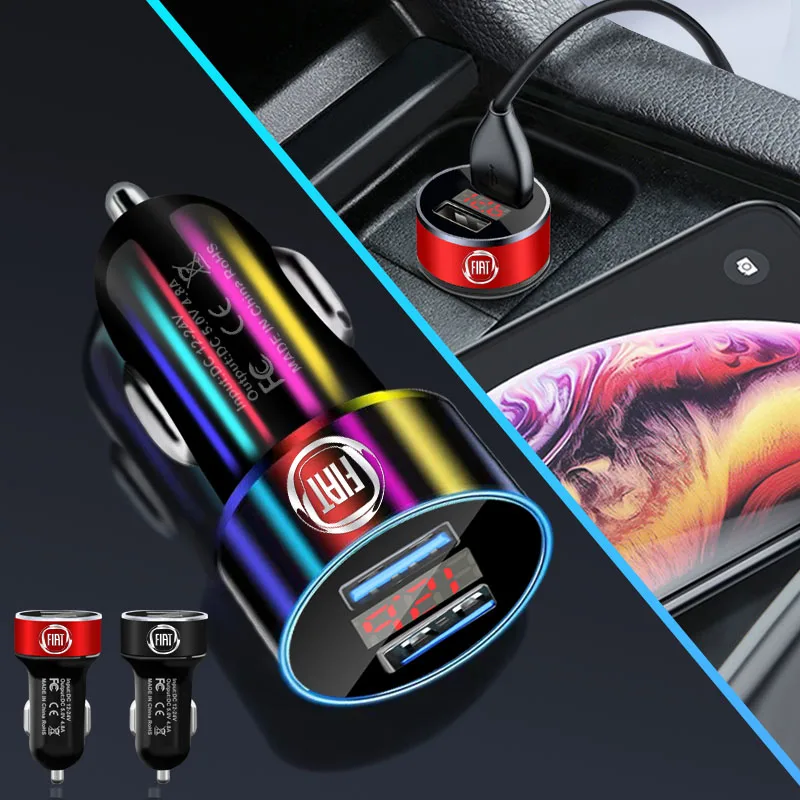 

Car Smart Phone Charger Dual USB Digital Display Voltmeter for Fiat Panda Bravo Punto Croma 500 595 Tipo Car Accessories