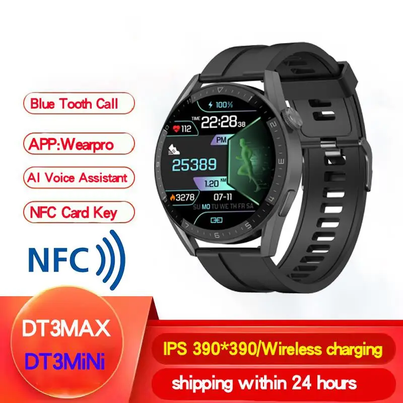 

2022 New Men Smart Watch NFC 390*390 Blue Tooth Call AI Voice Assistant Password GPS Tracker Wirelss Charging Women Smartwatch