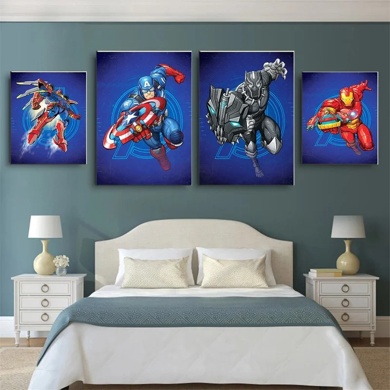 Супергерои Марвел карикатура Холст Картина Мстители Капитан Америка