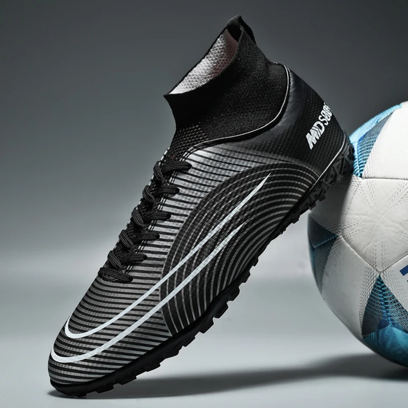 

Модные мужские туфли для тренировок по футболу на плоской подошве износостойкие Нескользящие футбольные туфли уличные дышащие высокие кроссовки