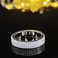 silver color aesthetic full circle zircon band eternity ring for wedding engagement luxury finger wholesale jewelry r721