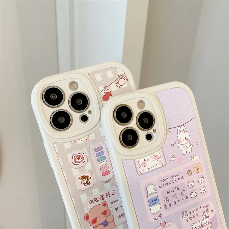 Противоударный мягкий кожаный чехол для телефона с милым медведем и мультяшным