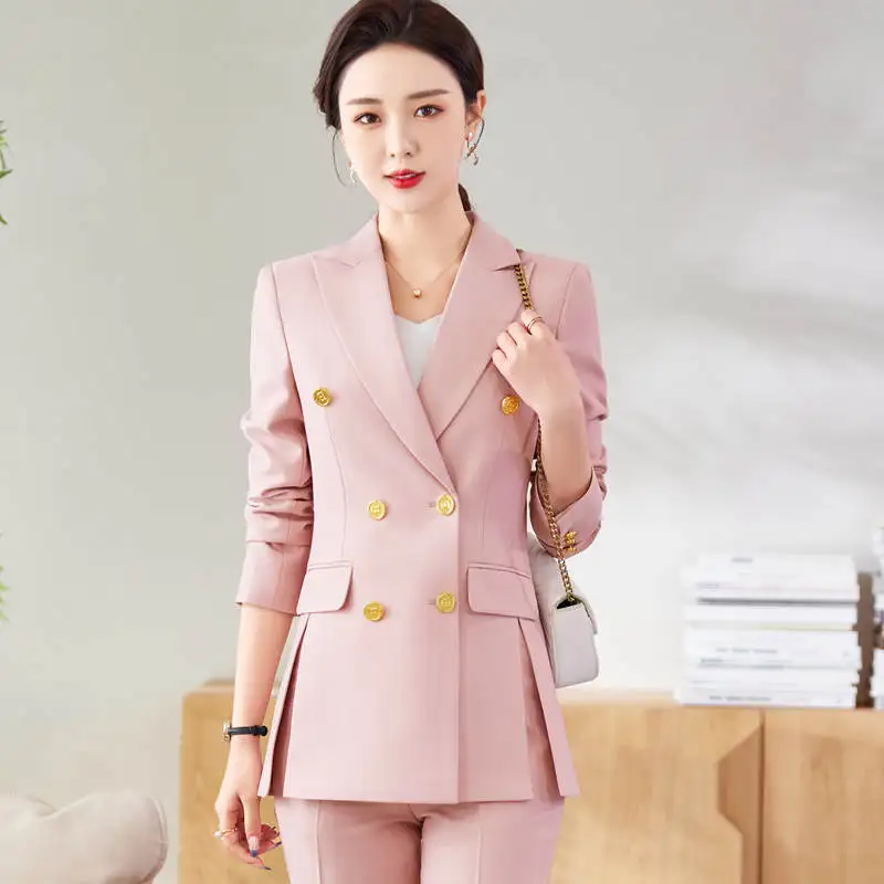 Superior Quality  Spring Formal Ladies Fashion Blazer Women Business Suits with Sets Work Wear Office Casual  Pants Jacket  Suit