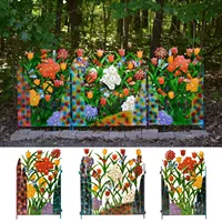 Colorful Metal 3-panel Butterfly And Flower Garden Screen Garden Balcony Partition Simulation Plant Screenрастительный Экран