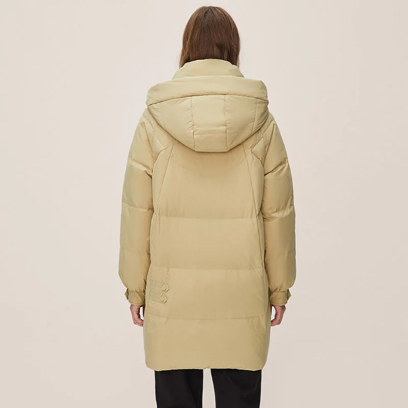 Hooded Down Jacket Women Mid-length Winter Thickened Fashion High-end Coat Detachable Hood Warm Cozy Duck Soft Thermal Clothing