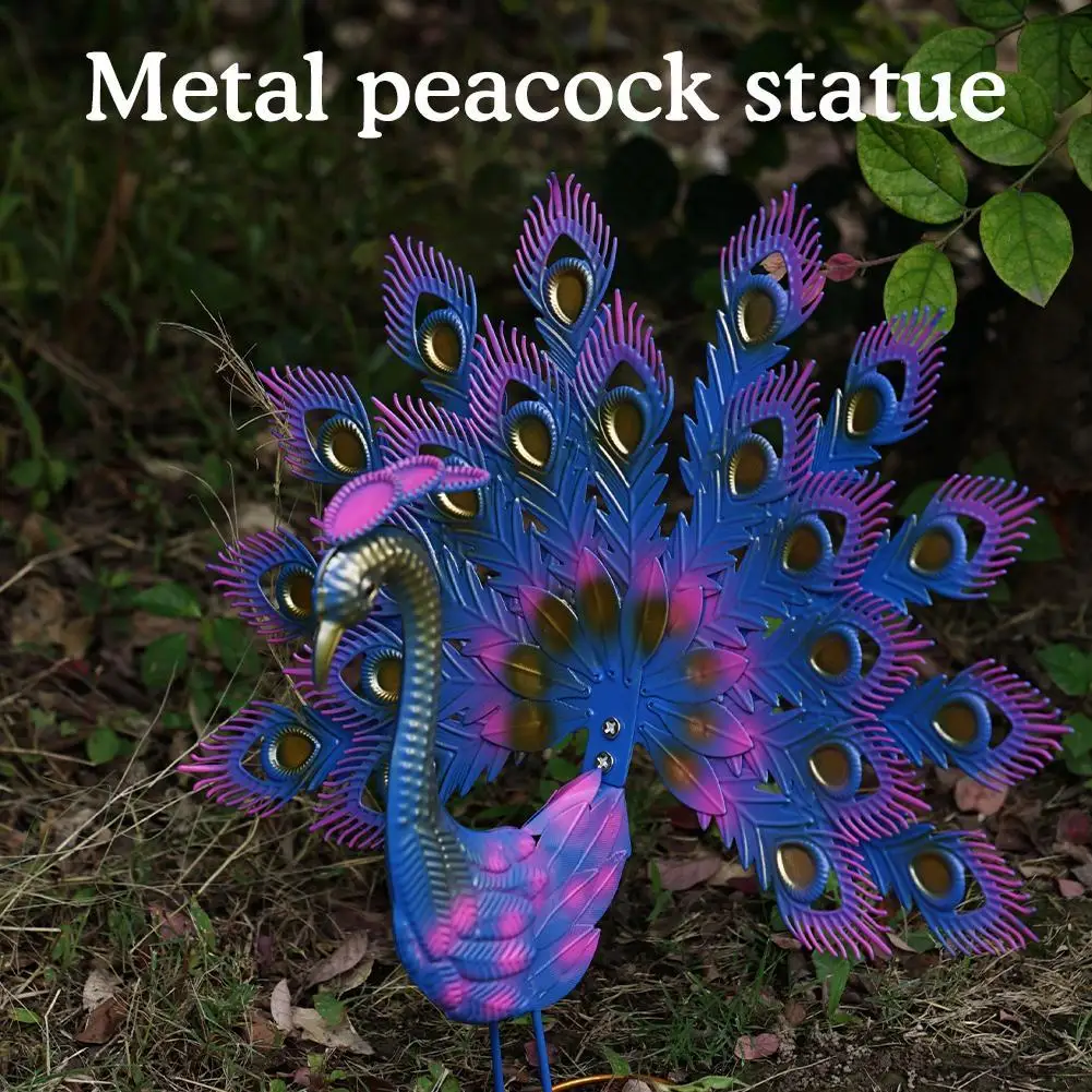 

Metal Peacock Statue Sculpture Vivid Shape Animal Peacock Anti-oxidation Statue Ornament Decorative Garden Home Art Decor C J0P0