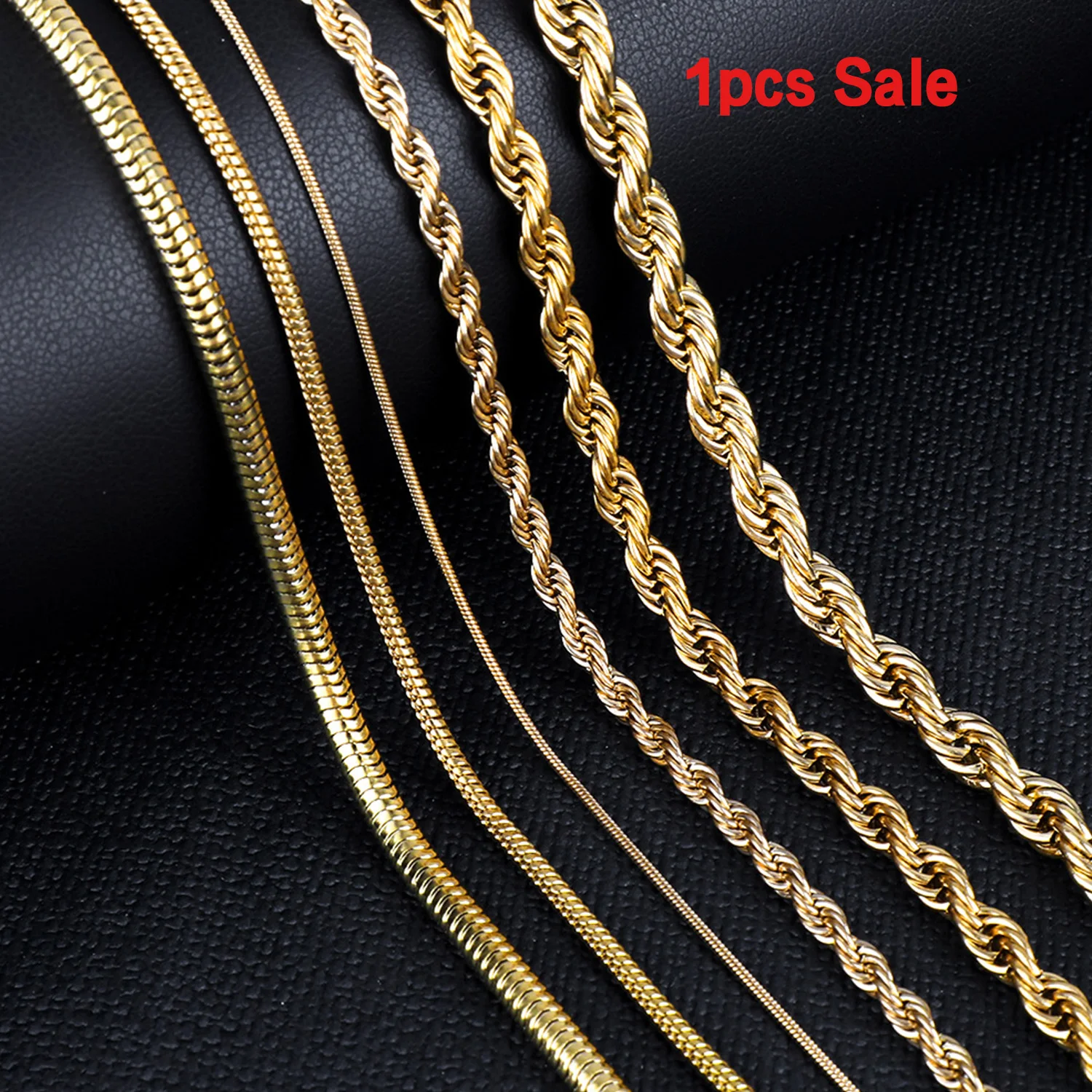 ASON 1 шт./лот позолоченная круглая змеиная цепочка из нержавеющей стали веревочная