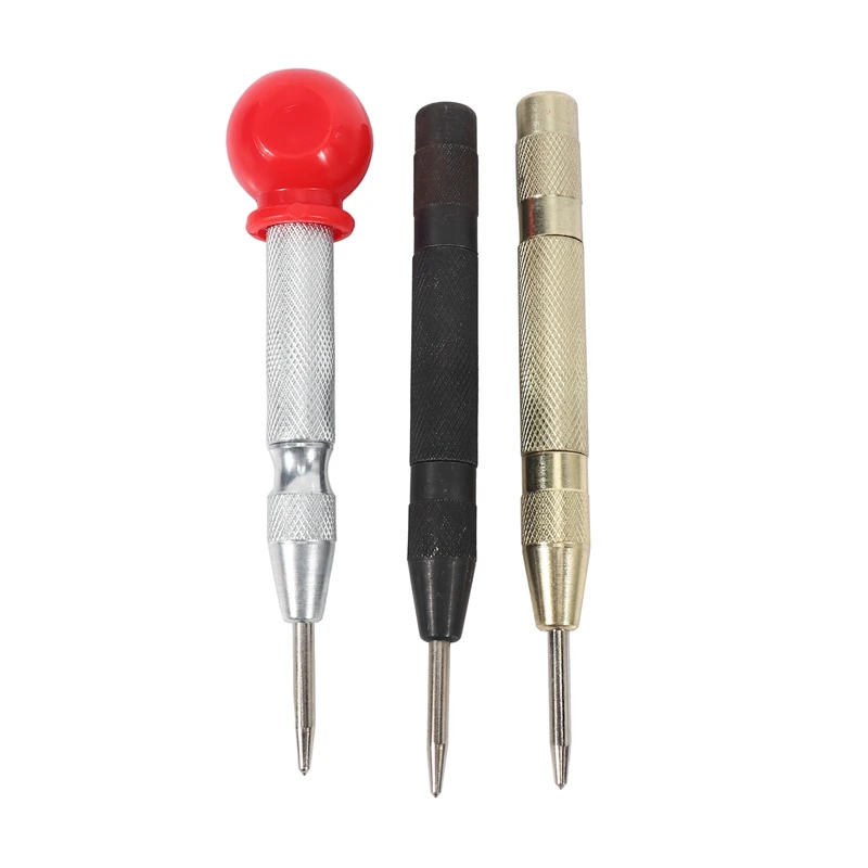 

HOT-3 Pcs Automatic Center Punch Tool, 5 Inch Spring Loaded Crushing Hand Tool With Cushion Cap And Adjustable Impact – Gold, Bl