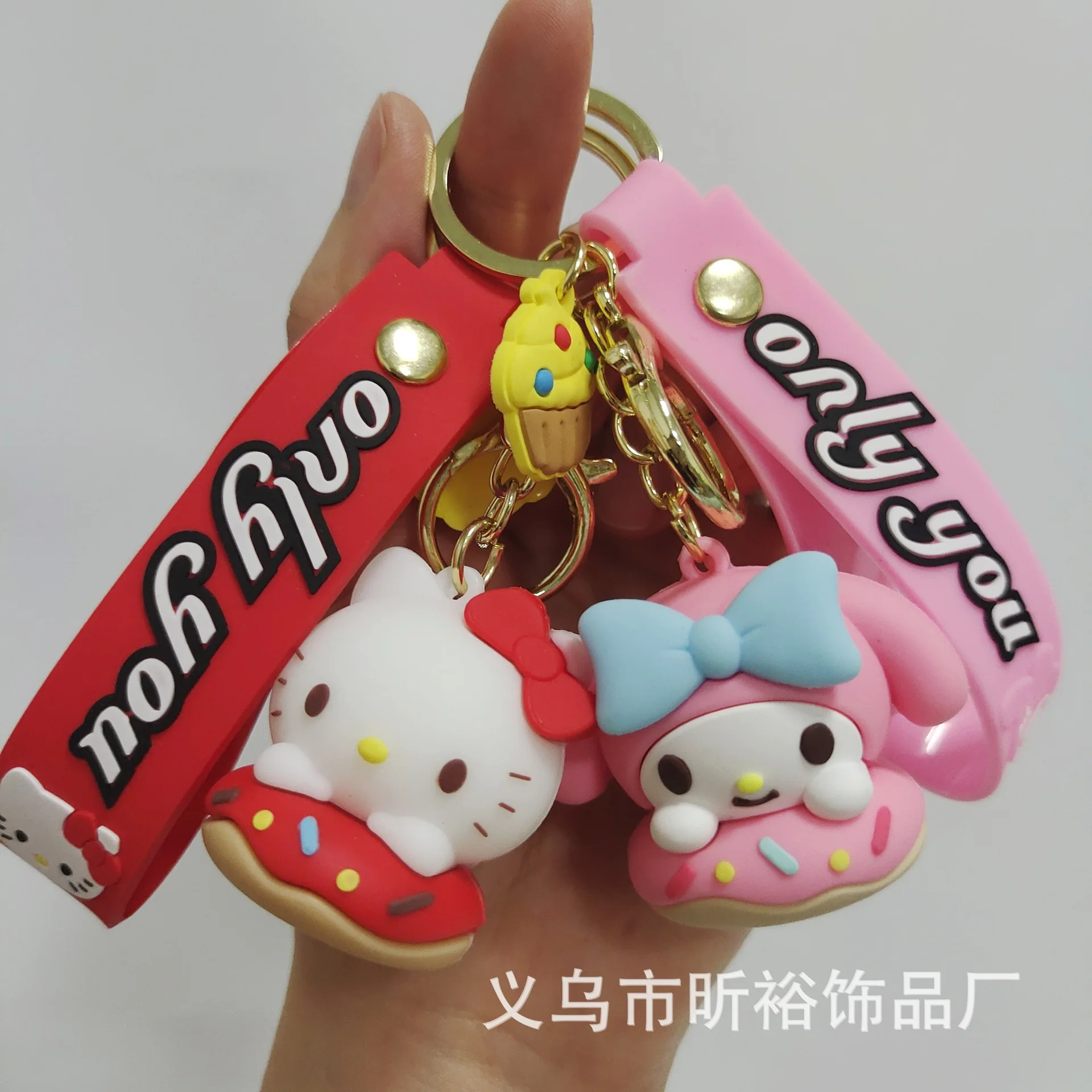 

Cartoon Hello Kitty Melody Keychain Pendant Cool Penguin Cinnamoroll Kuromi Hello Kitty Car Key Pendant Bag