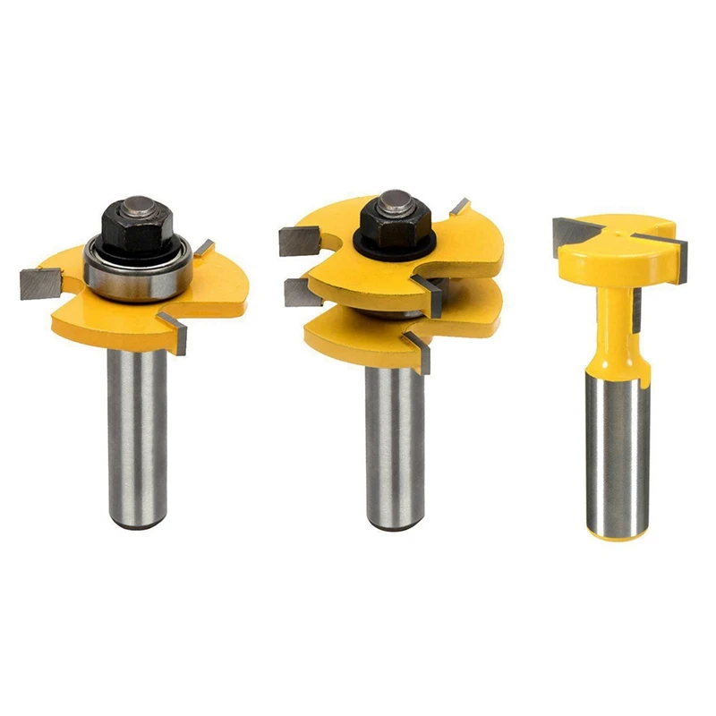 

2 Set 1/2 Inch Shank Router Bit T-Slot & T-Track Slotting Tenon Cutter Tool Tongue And Groove Set,Router Bit Set,Wood Door Floor