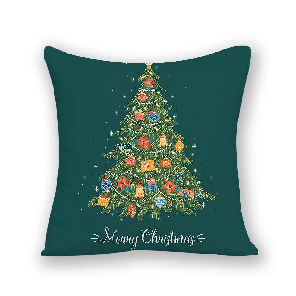

Velvet Sitting Cushion Polyster Linen Pillowcase for Pillows 45x45 Square Nordic Christmas Tree Letter Cartoon Home Decor E2115